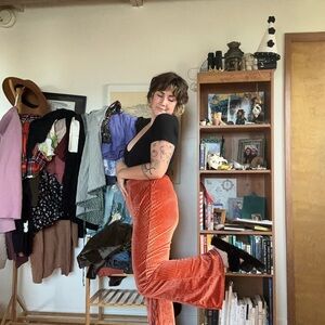 Velvety Orange Women's Flared Pants
